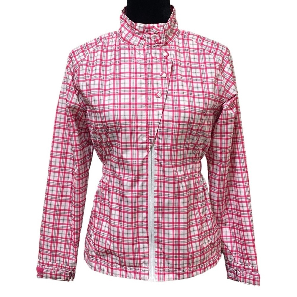 Stormpack Pink Plaid Waterproof Windbreaker Jacket Size XS Hoodless NWT Travel